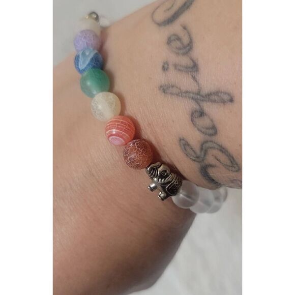 Chakra Beaded Lotus Elephant Bracelet - Picture 6 of 7